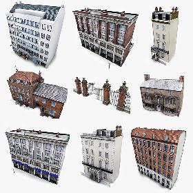 Photorealistic European Buildings City Set